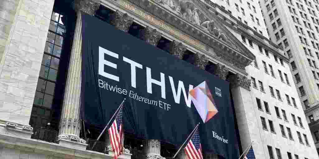 Ethereum ETF Advertisement Displayed at New York Stock Exchange by Bitwise