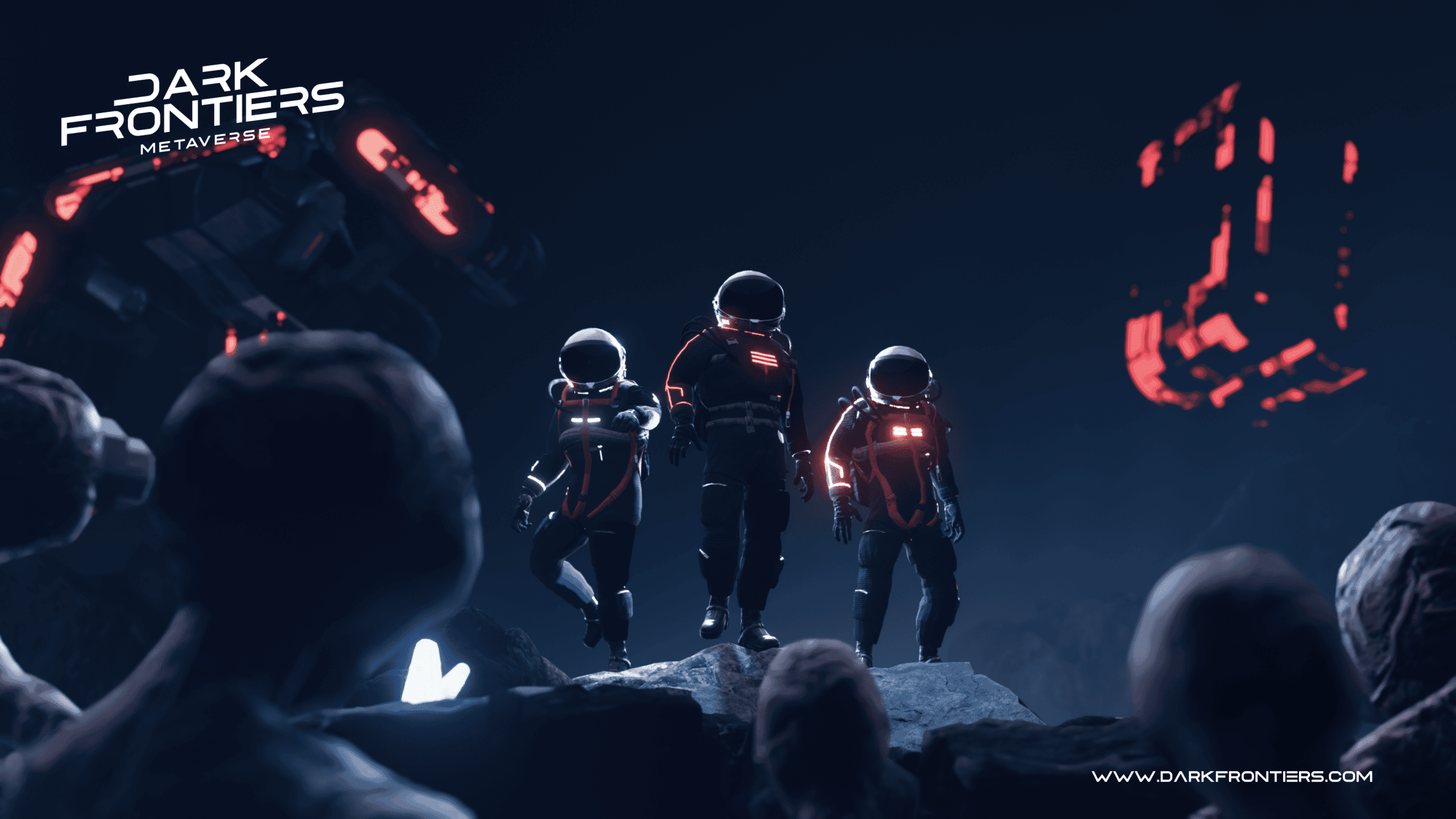Own a space suit and jump right into the action in this futuristic sci-fi space NFT game, "Dark Frontiers." It is the newest, gamified space realm governed by Gamestarter produced DAO.