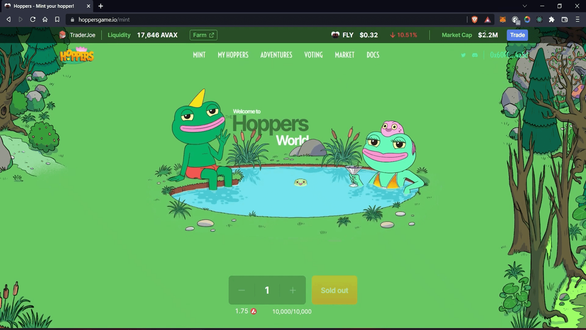 Hoppers Game NFT Game Hoppers Game is an idle game where players stake their Hopper NFTs in different adventures to earn $FLY.