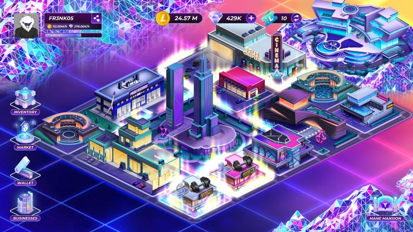 Loaded Lions: Mane City is a tycoon web3 game where players design and build their dream cities and mansions with gold and diamonds.