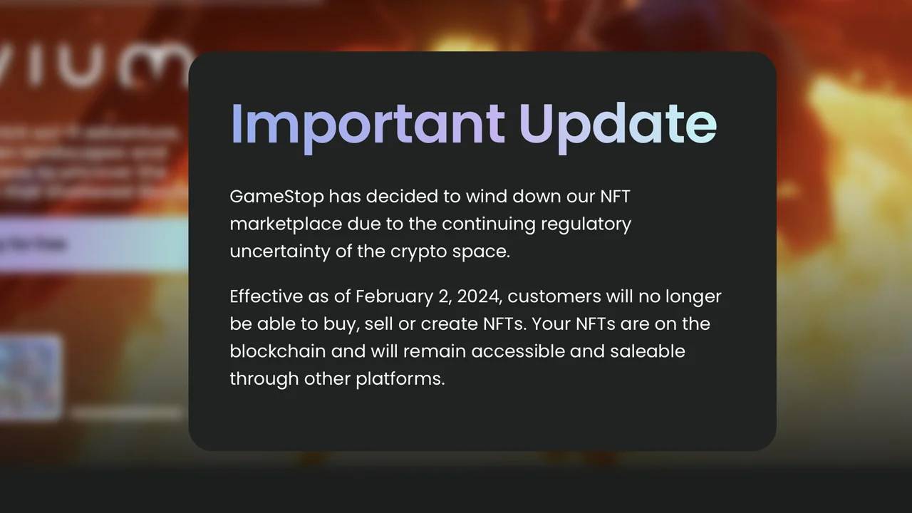 GameStop NFT Marketplace Shuts Down Amid Crypto Regulatory Uncertainty